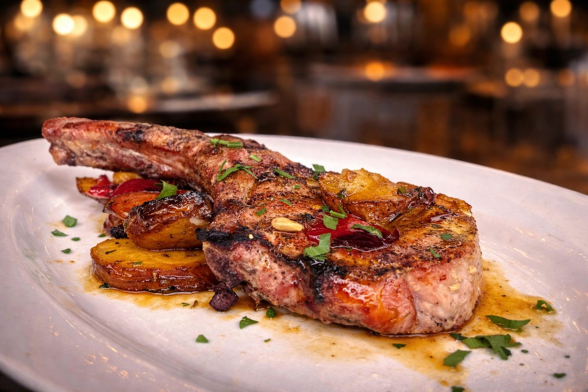 Pork chop by candlelight
